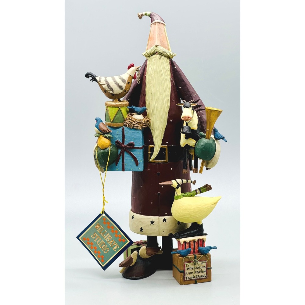 Williraye Studio 12 Days of Giftmas Santa Figurine WW2935 Burgundy Folk Art